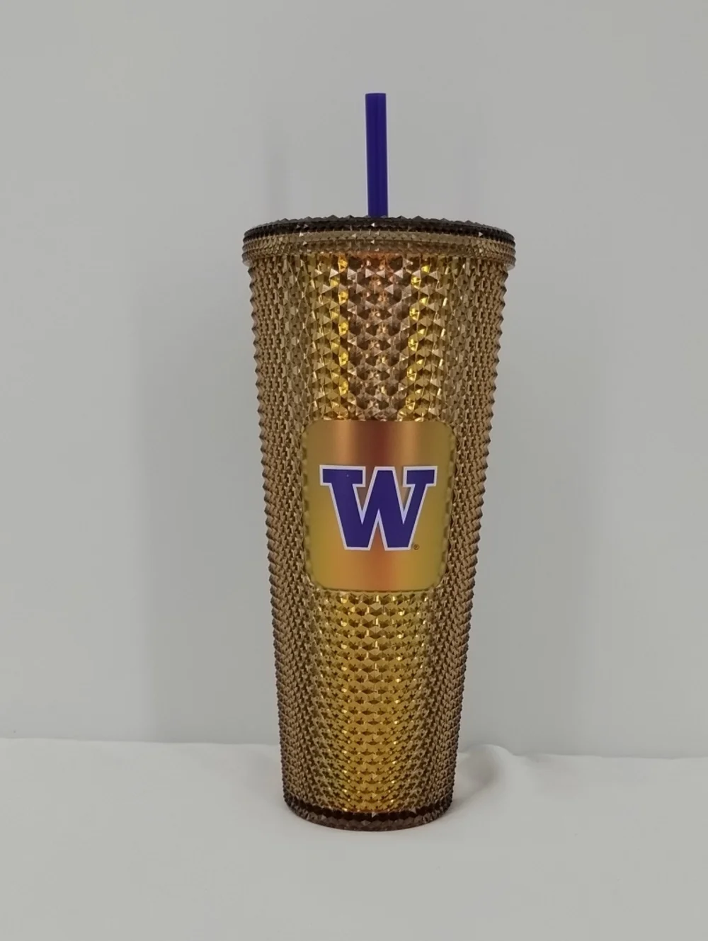 Starbucks Washington Huskies UW Amber Gold Textured Glass Tumbler